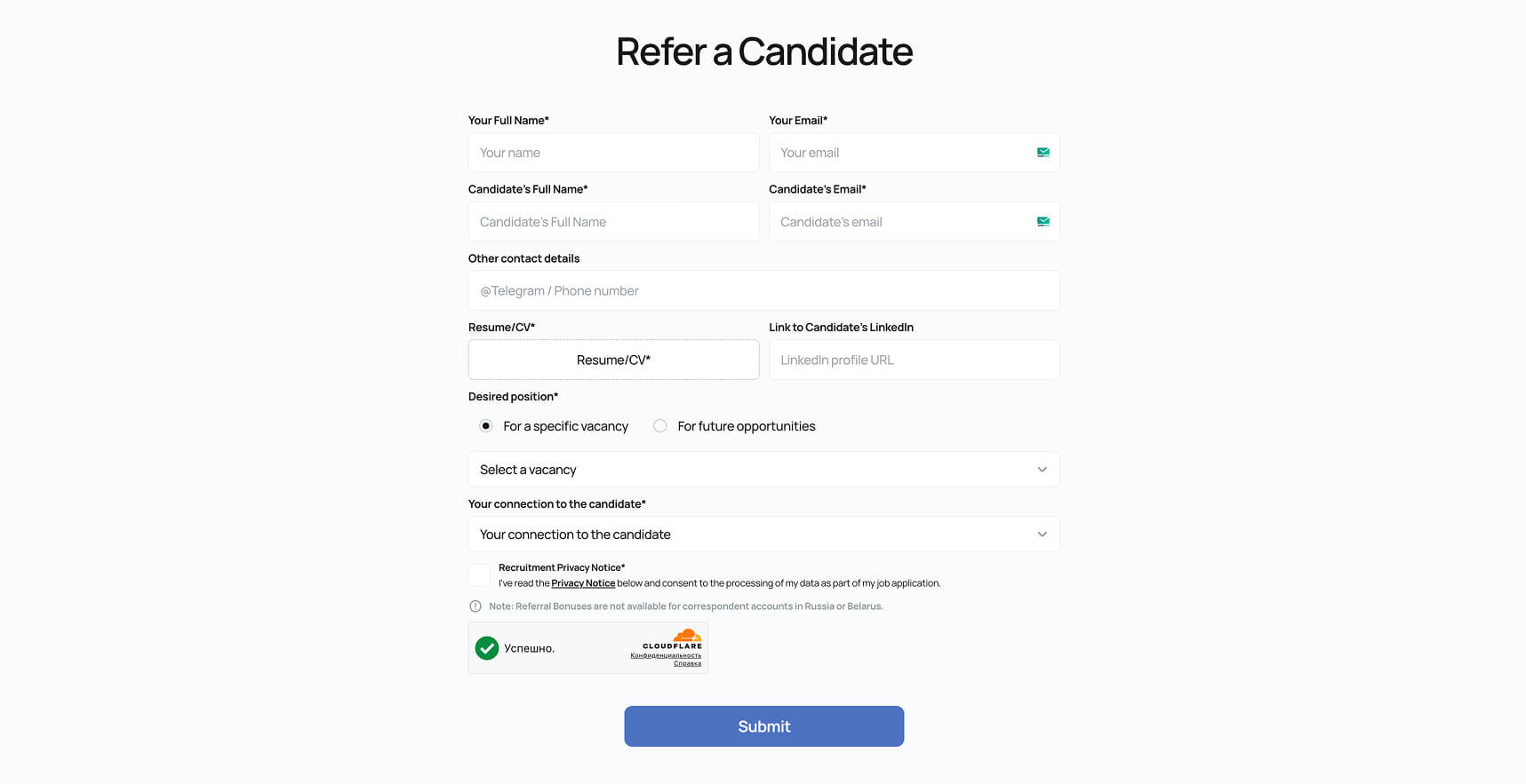 Referral form screenshot